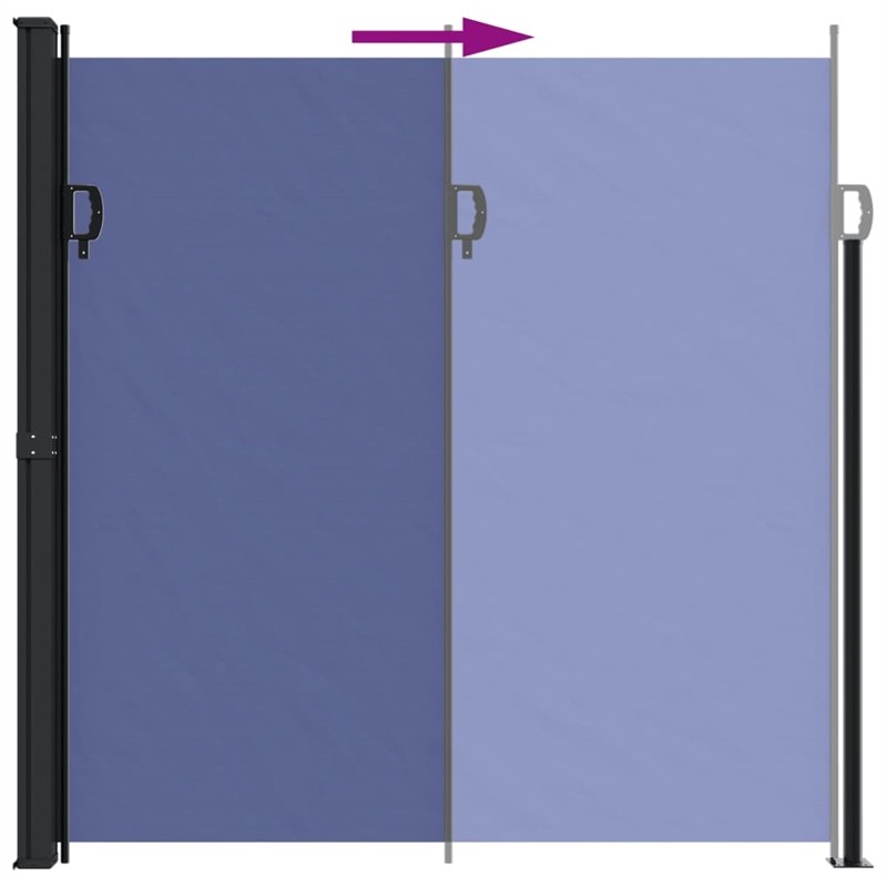vidaXL Large Retractable Side Awning with PU Coating in Blue