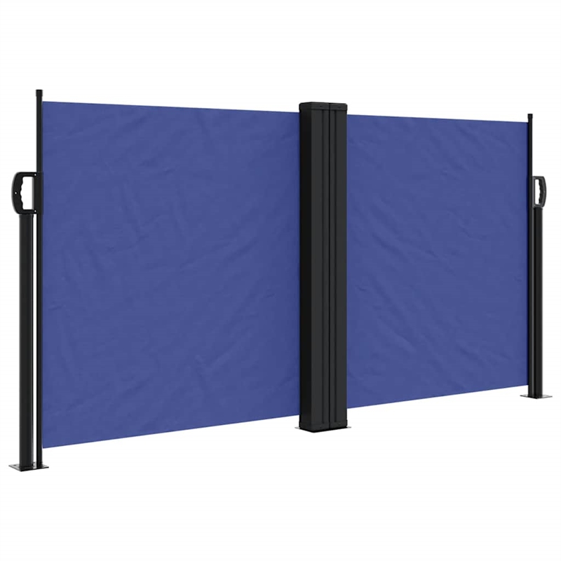 vidaXL Large Retractable Side Awning with PU Coating in Blue
