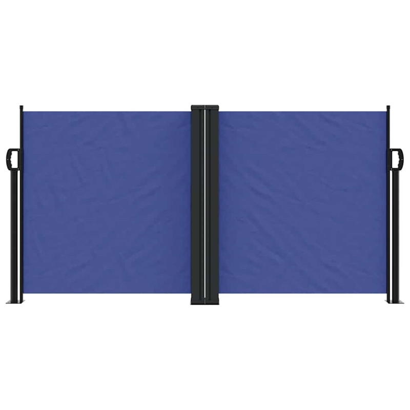 vidaXL Large Retractable Side Awning with PU Coating in Blue