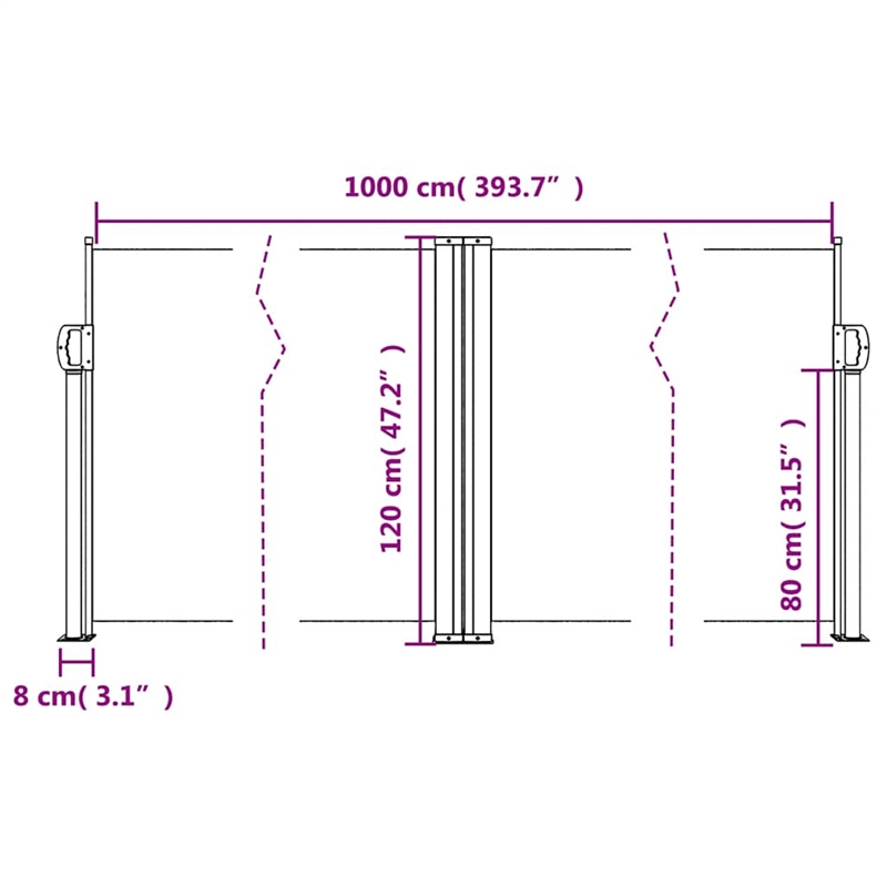 vidaXL Large Retractable Side Awning with PU Coating in Blue