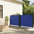vidaXL Large Retractable Side Awning with PU Coating in Blue