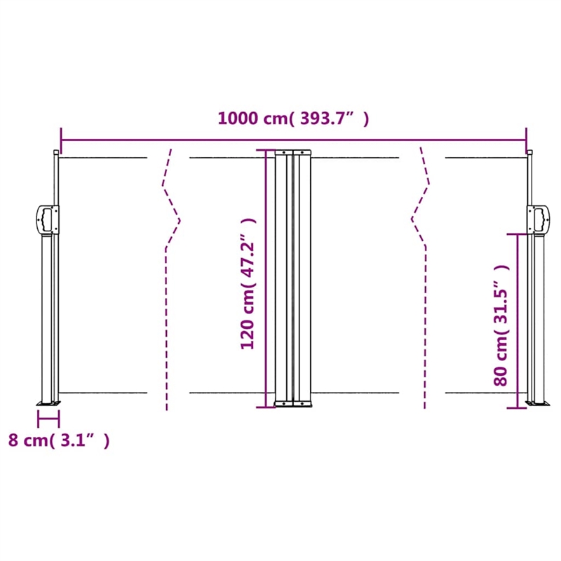 vidaXL Retractable Side Awning with PU Coating in Brown