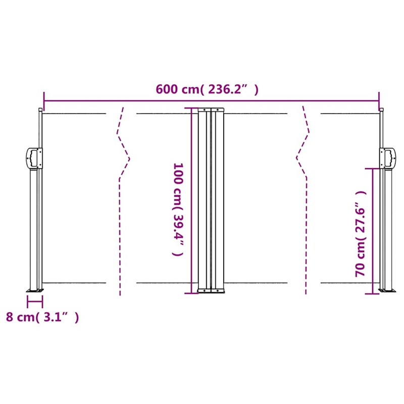 vidaXL Retractable Side Awning with PU Coating in Blue