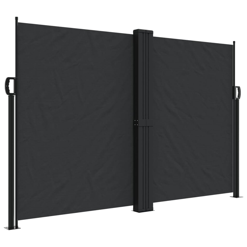 vidaXL Retractable Side Awning with PU Coating in Black