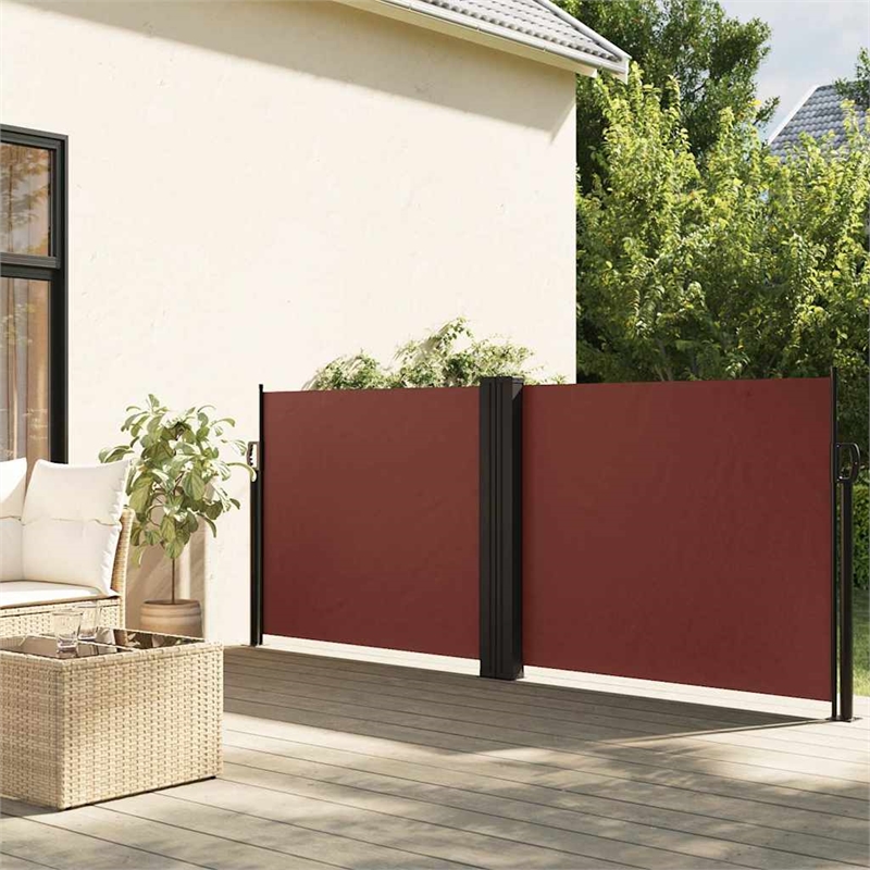 vidaXL Retractable Side Awning with PU Coating in Brown
