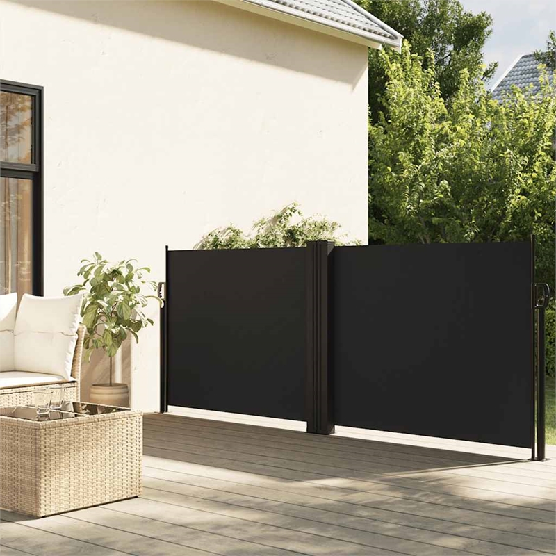 vidaXL Retractable Side Awning with PU Coating in Black