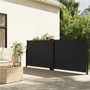 vidaXL Retractable Side Awning with PU Coating in Black