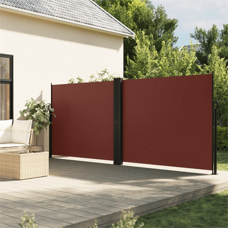 vidaXL Large Retractable Side Awning in Brown