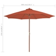 vidaXL Garden Bamboo Parasol in Terracotta