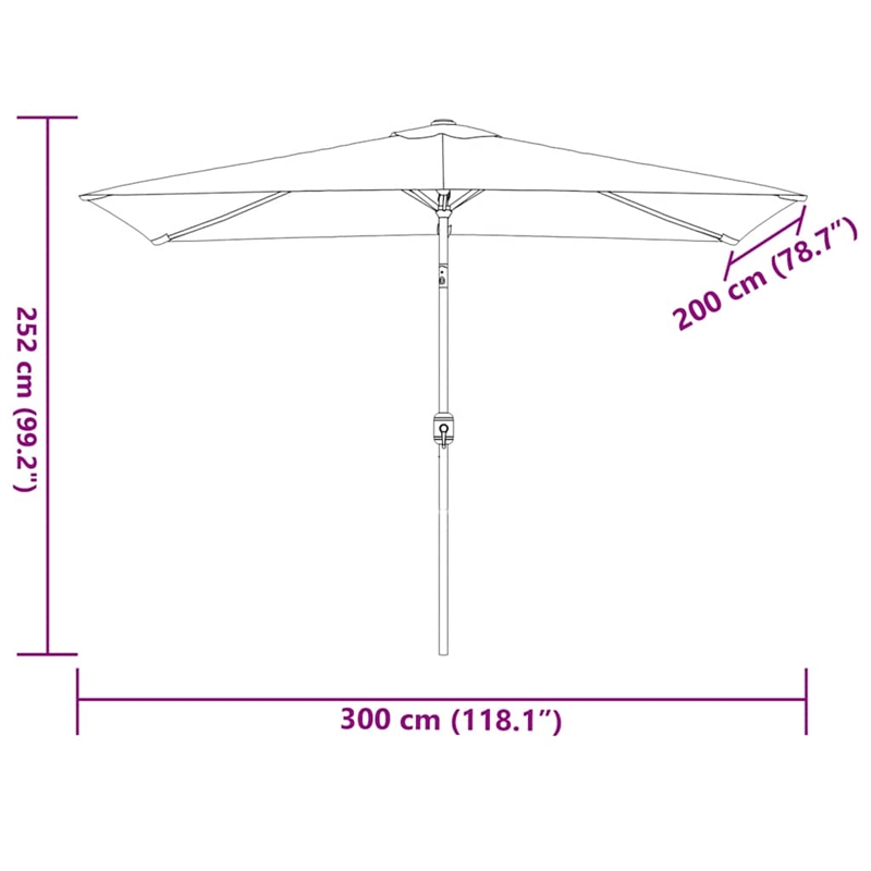 vidaXL Medium Garden Parasol in Bordeaux Red
