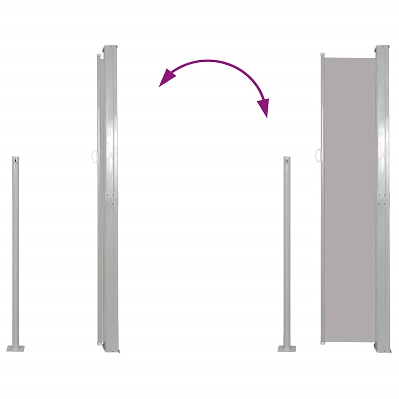 vidaXL Polyester Fabric and Steel Frame Retractable Side Awning in Gray