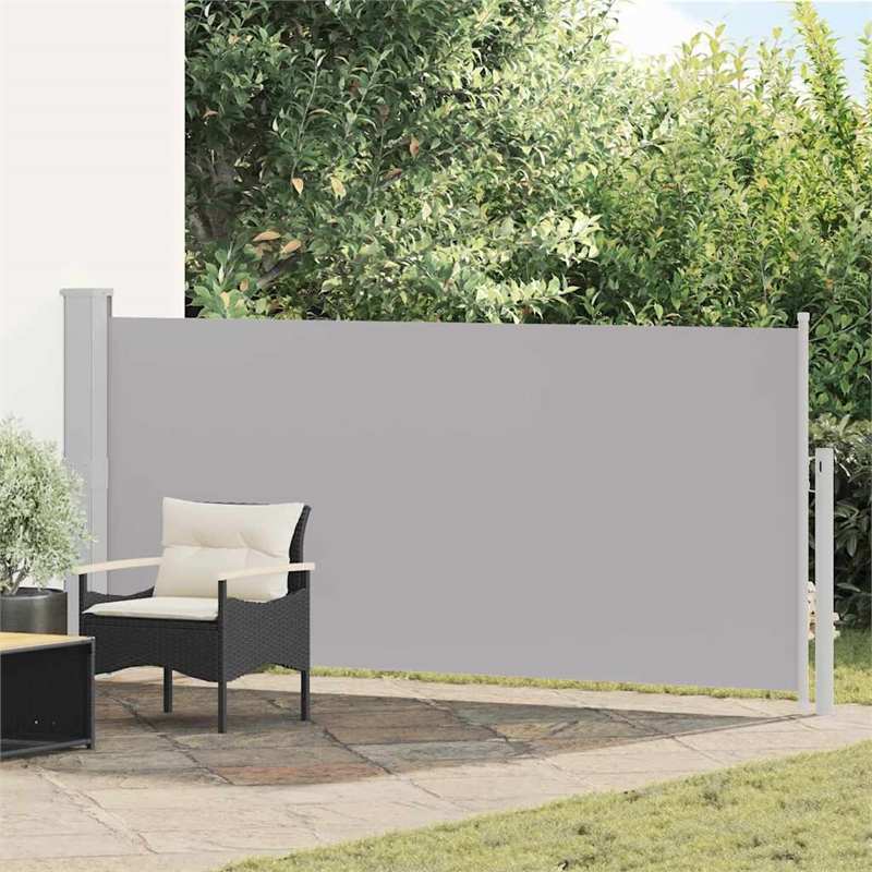 vidaXL Polyester Fabric and Steel Frame Retractable Side Awning in Gray