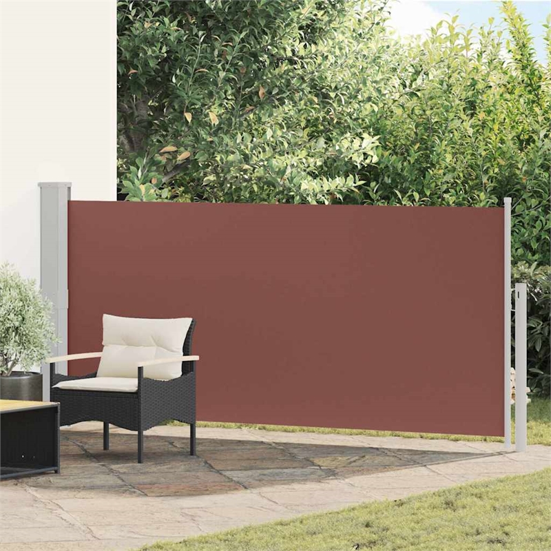 vidaXL Side Awning with PU Coating in Brown Steel Frame