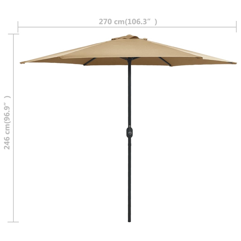 vidaXL Round Garden Parasol in Taupe