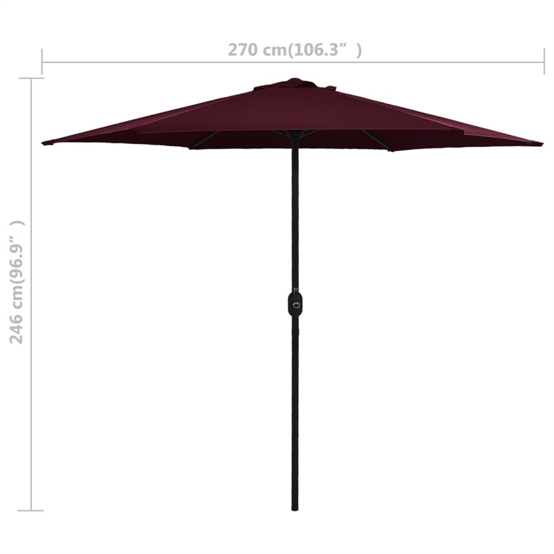 vidaXL Large Tiltable Garden Parasol in Bordeaux Red
