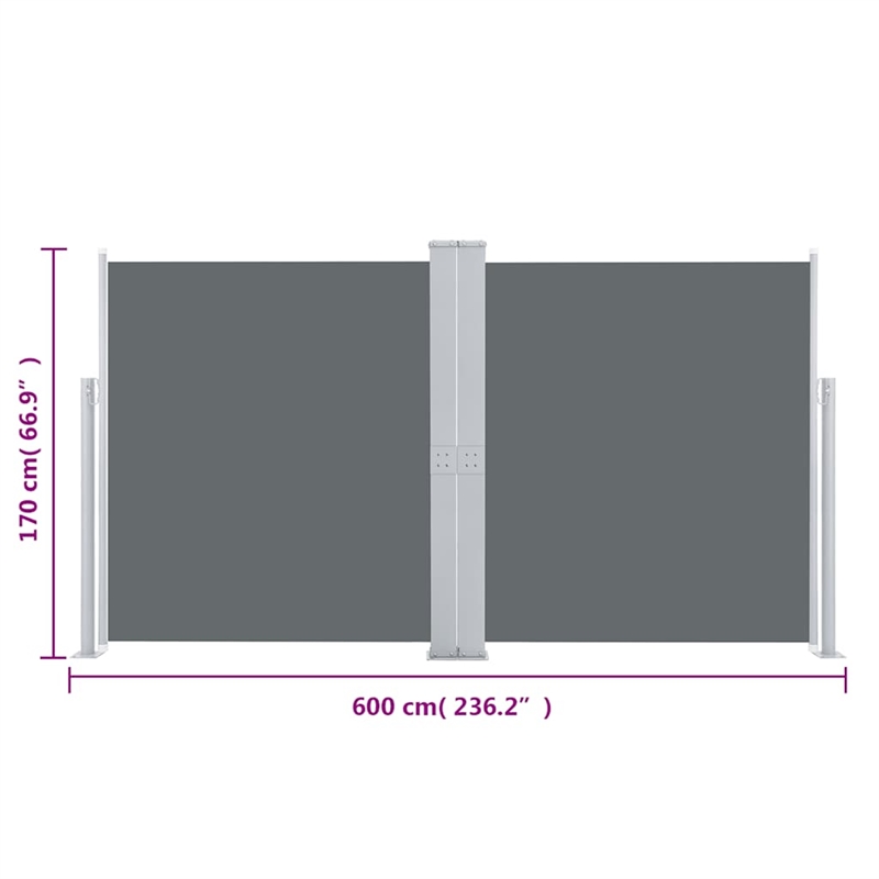 vidaXL Polyester Fabric and Steel Frame Side Awning in Anthracite