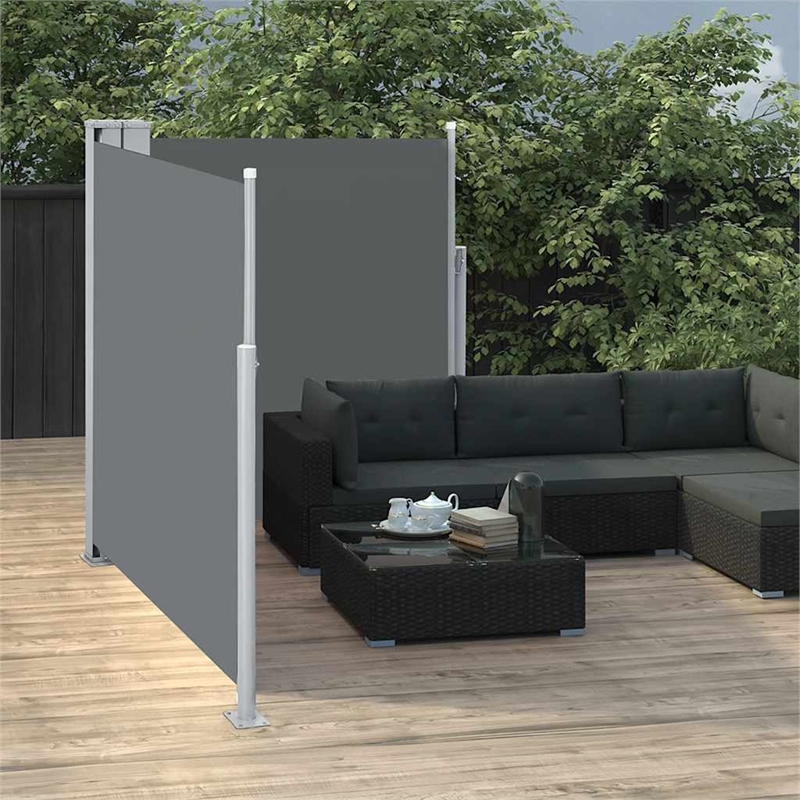 vidaXL Polyester Fabric and Steel Frame Side Awning in Anthracite