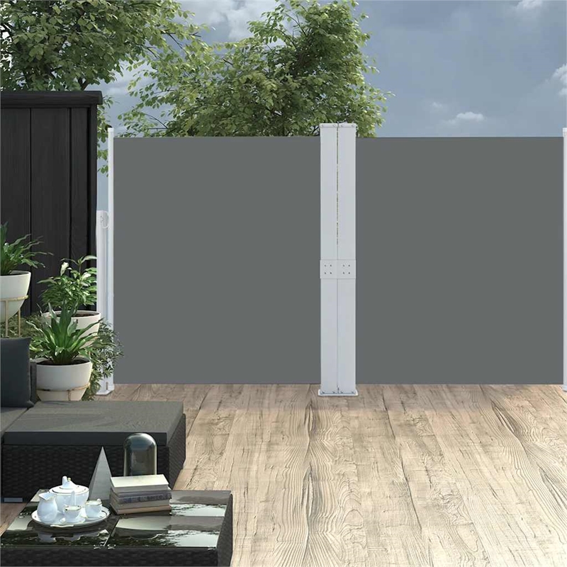 vidaXL Polyester Fabric and Steel Frame Side Awning in Anthracite