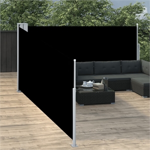 vidaXL 39.4 x 393.7&quot Side Awning with PU Coating in Black