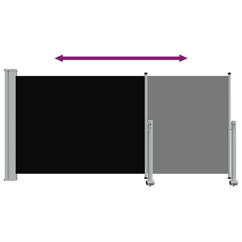 vidaXL Side Awning in Black Screen + Grey Stand