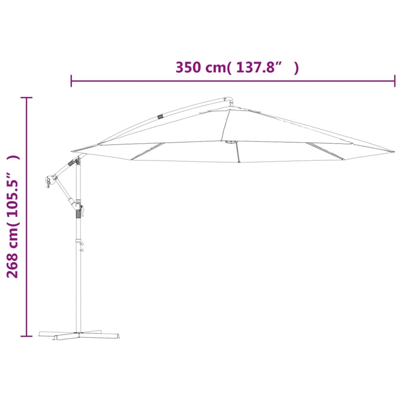vidaXL Large Cantilever Garden Parasol in Bold Blue