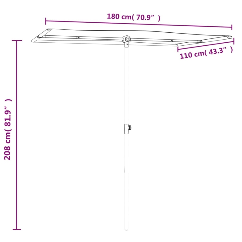 vidaXL Medium Garden Parasol in Bordeaux Red