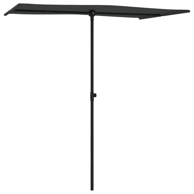 vidaXL Medium Height-Adjustable Garden Parasol in Black