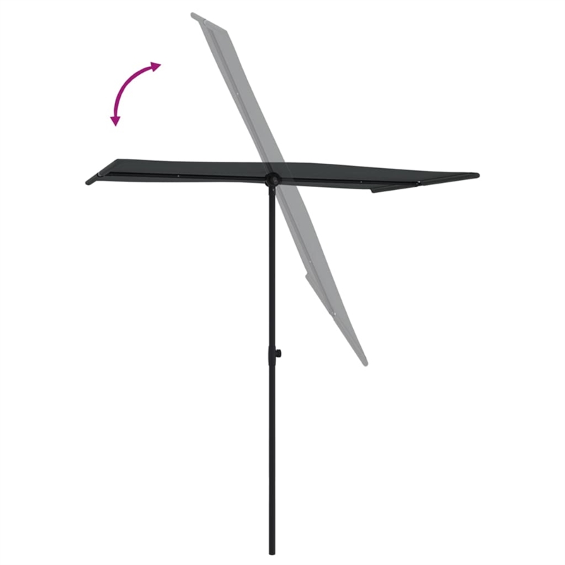 vidaXL Medium Height-Adjustable Garden Parasol in Black