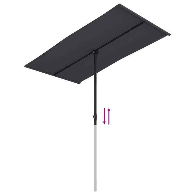 vidaXL Medium Height-Adjustable Garden Parasol in Black