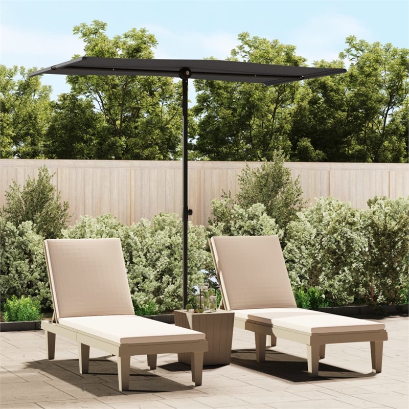 vidaXL Medium Height-Adjustable Garden Parasol in Black