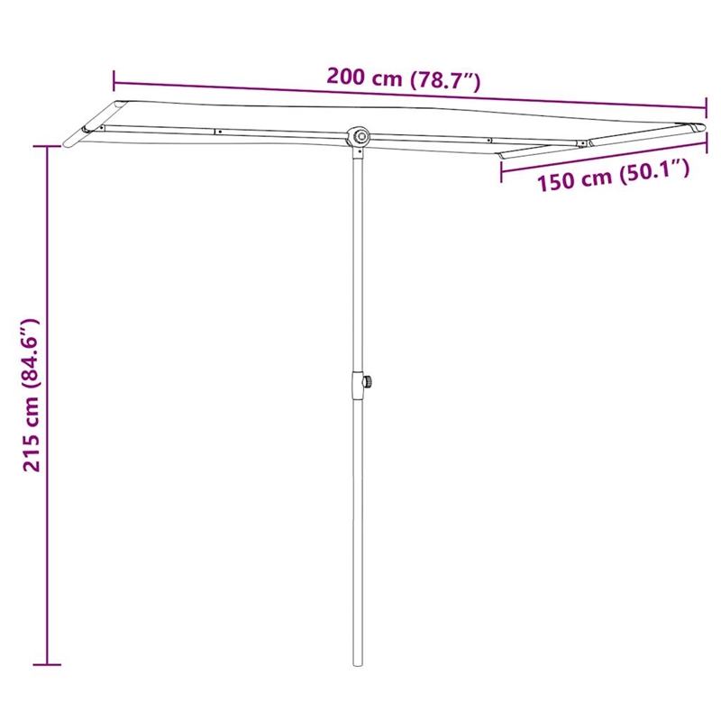 vidaXL Large Height-Adjustable Garden Parasol in Green