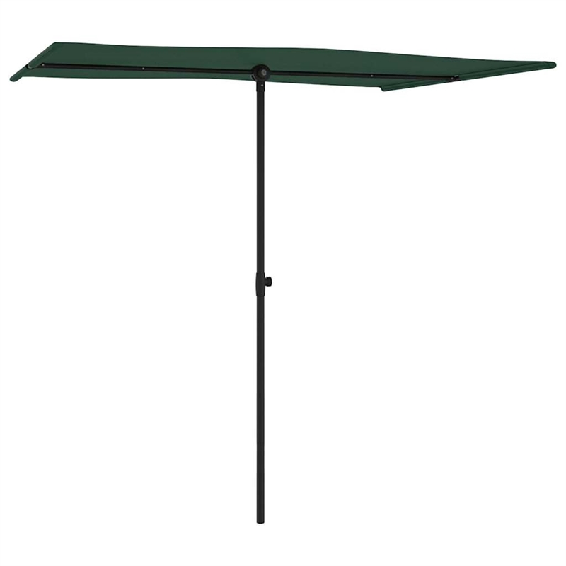 vidaXL Large Height-Adjustable Garden Parasol in Green