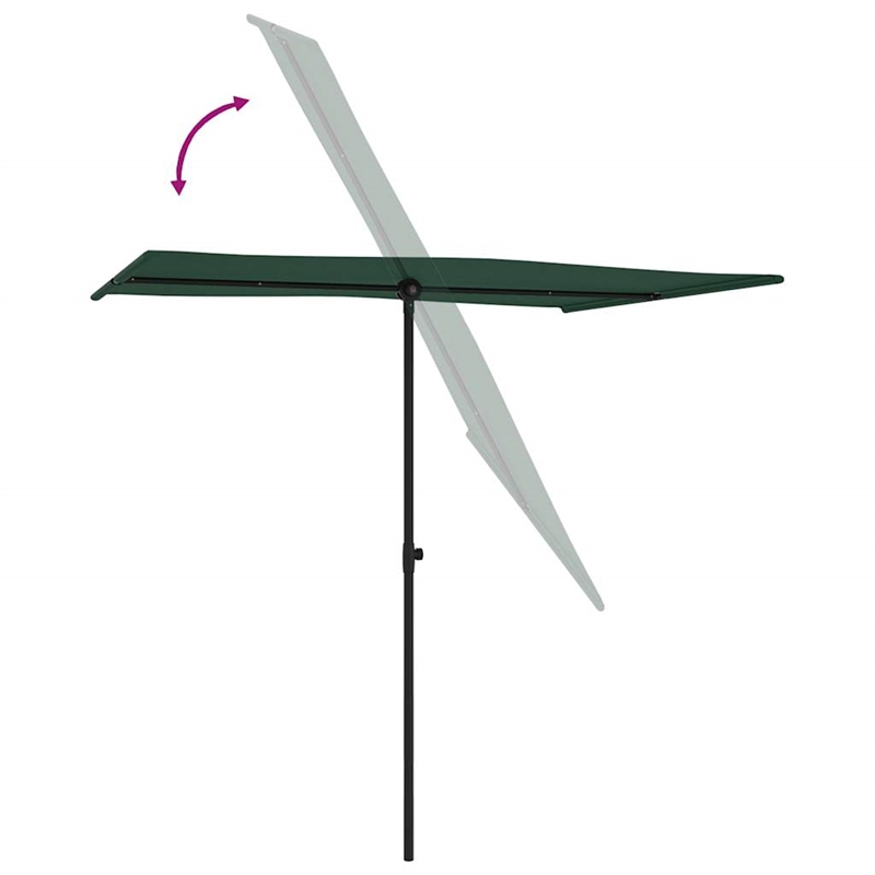 vidaXL Large Height-Adjustable Garden Parasol in Green