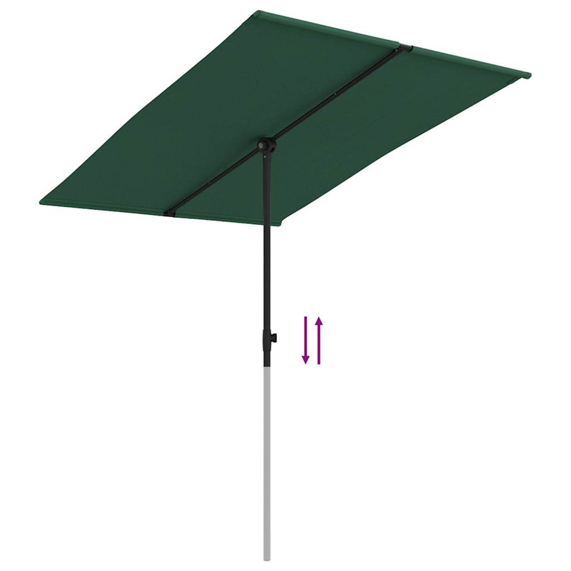 vidaXL Large Height-Adjustable Garden Parasol in Green