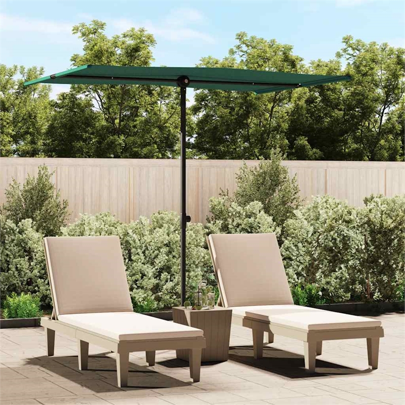 vidaXL Large Height-Adjustable Garden Parasol in Green
