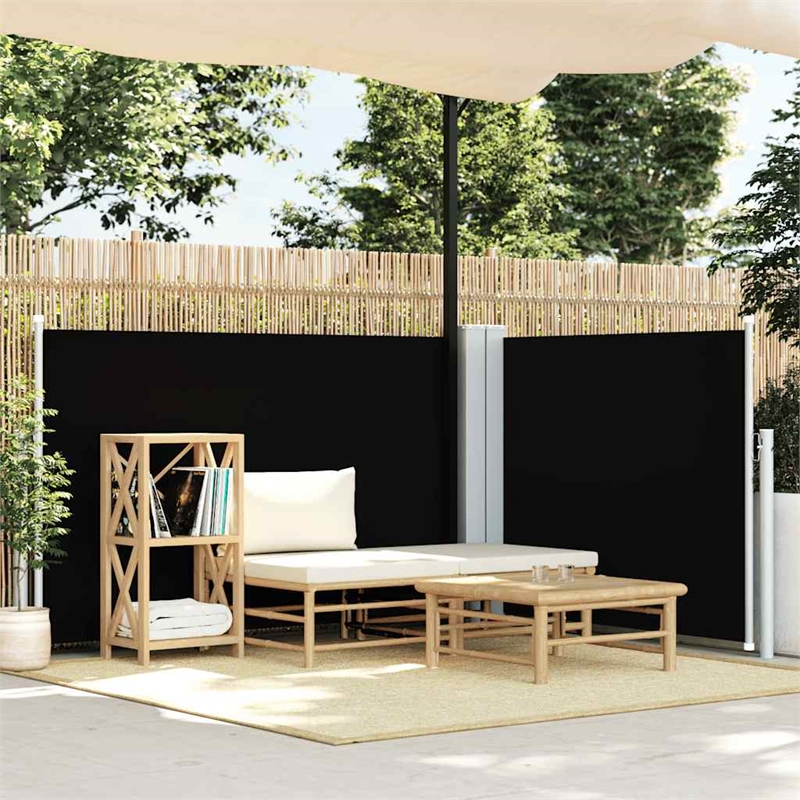 vidaXL Side Awning with PU Coating in Black