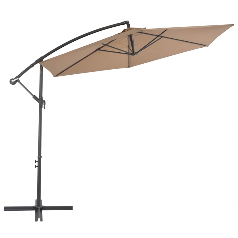 vidaXL Large Tiltable Cantilever Umbrella in Taupe