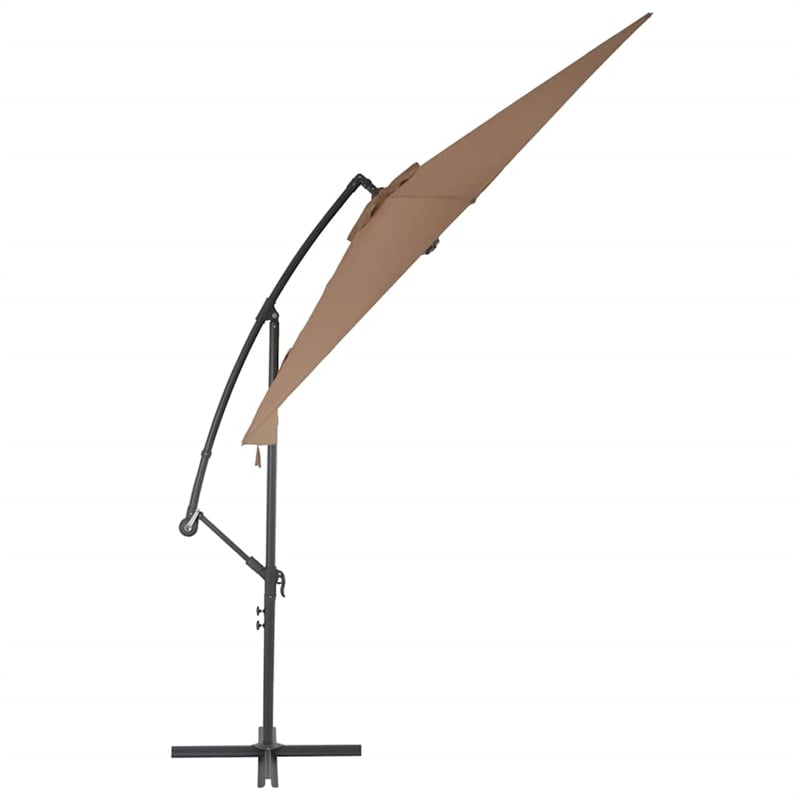 vidaXL Large Tiltable Cantilever Umbrella in Taupe