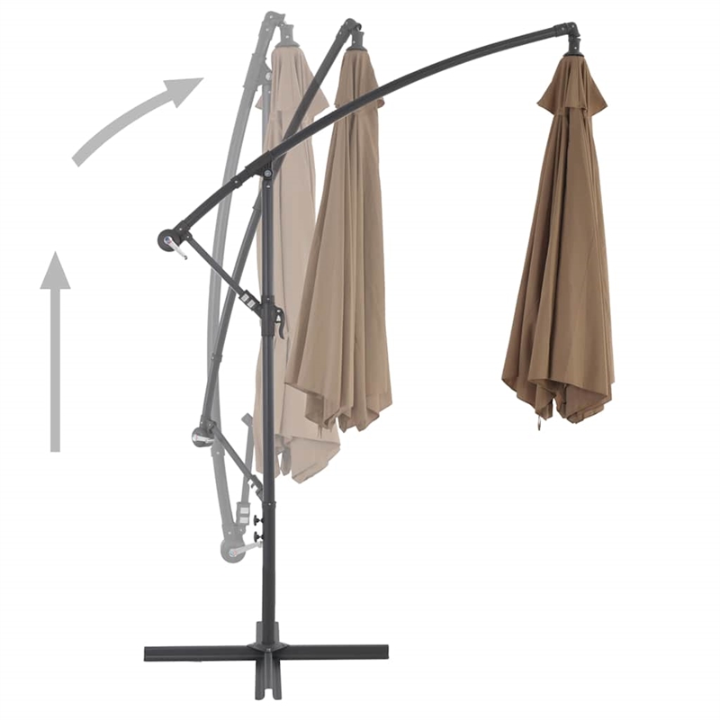 vidaXL Large Tiltable Cantilever Umbrella in Taupe