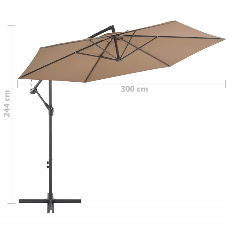 vidaXL Large Tiltable Cantilever Umbrella in Taupe