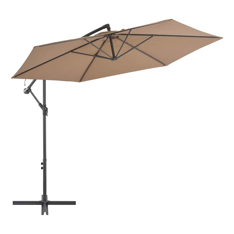 vidaXL Large Tiltable Cantilever Umbrella in Taupe