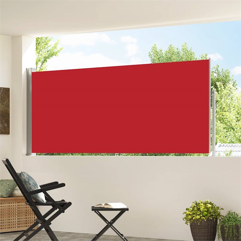 vidaXL Side Awning with PU Coating in Red Steel Frame