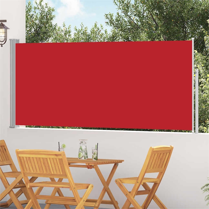 vidaXL Side Awning with PU Coating in Red Steel Frame