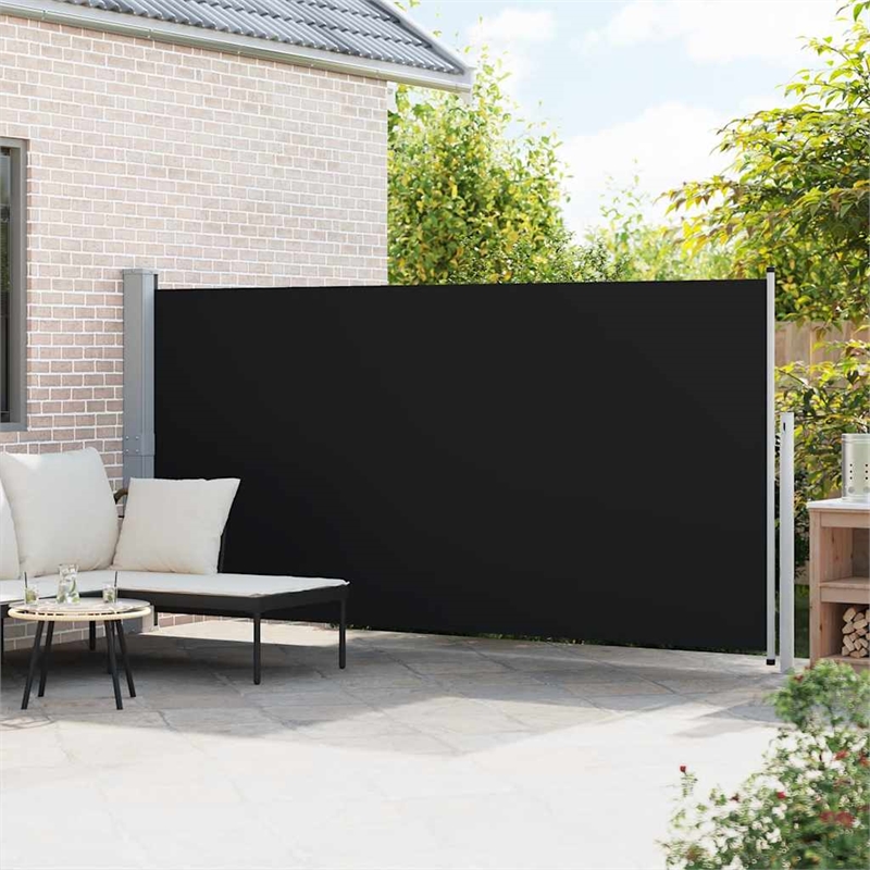 vidaXL Polyester Fabric and Steel Frame Retractable Side Awning in Gray
