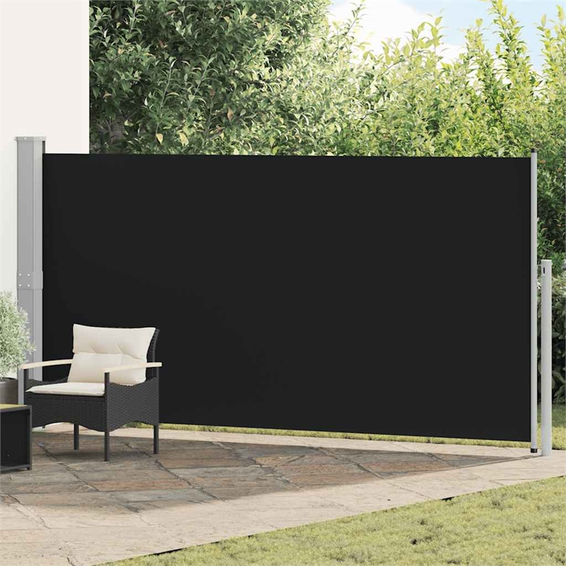 vidaXL Polyester Fabric and Steel Frame Retractable Side Awning in Gray
