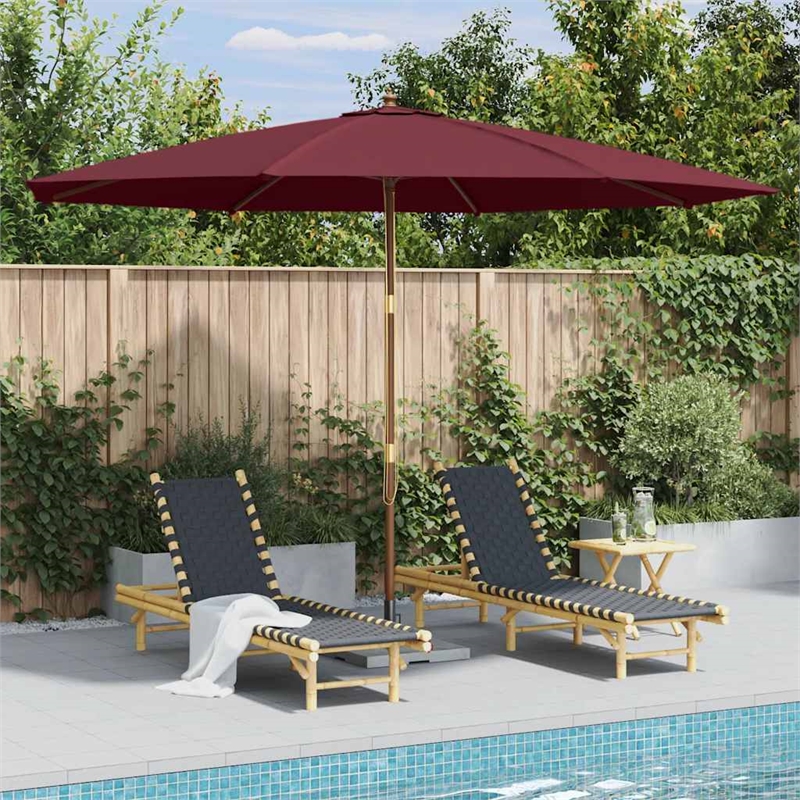 vidaXL Large Bamboo Garden Parasol in Burgundy