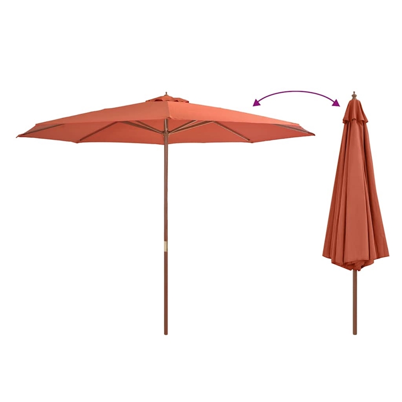 vidaXL Large UV-Resistant Garden Parasol in Terracotta