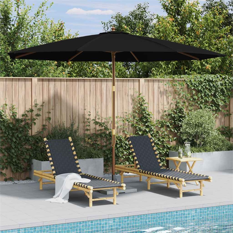 vidaXL Large Foldable Bamboo Garden Parasol in Black