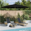 vidaXL Large Foldable Bamboo Garden Parasol in Black