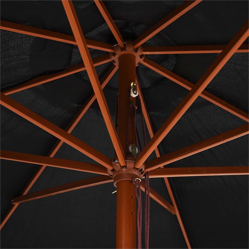 vidaXL Large Foldable Bamboo Garden Parasol in Black
